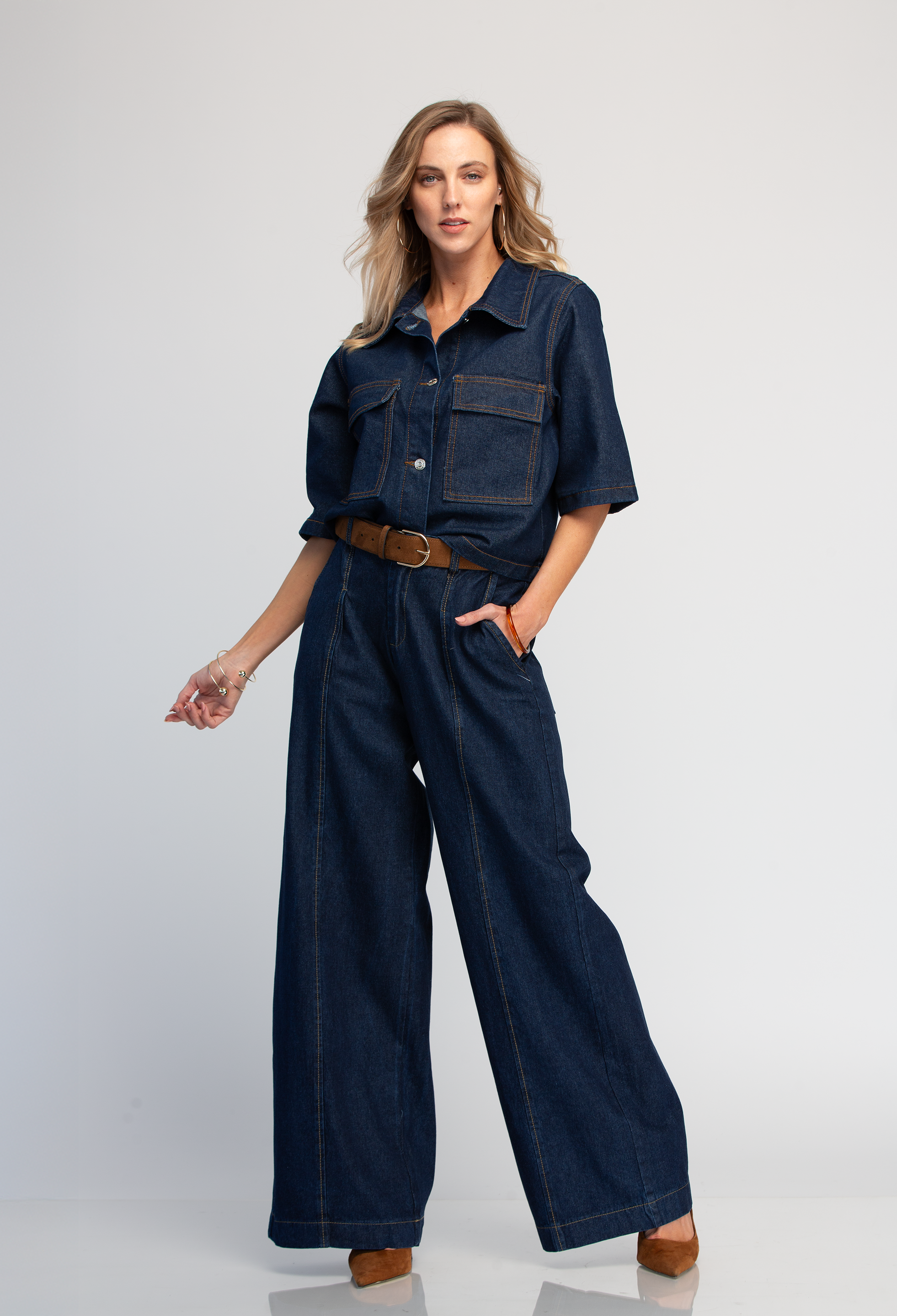 BLUSA MANGA CORTA DE MEZCLILLA