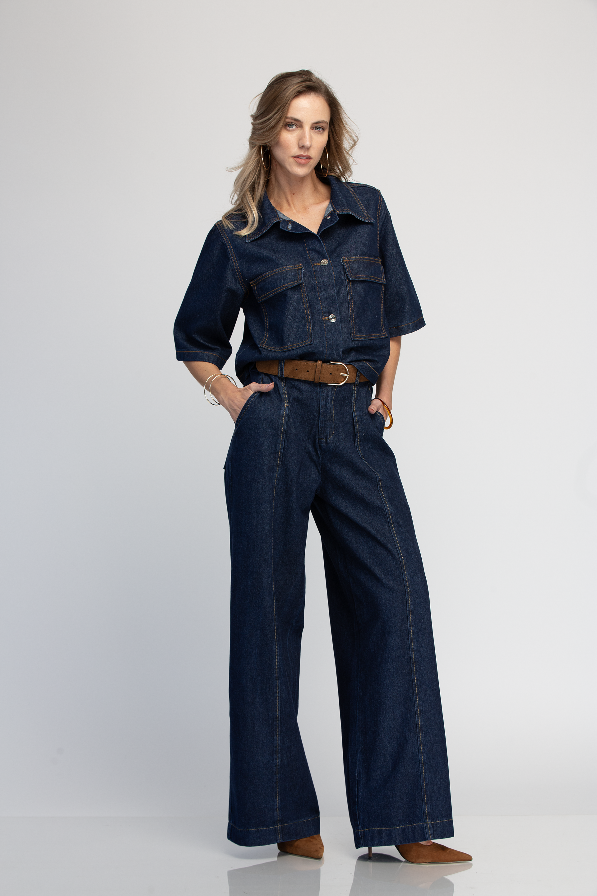 BLUSA MANGA CORTA DE MEZCLILLA