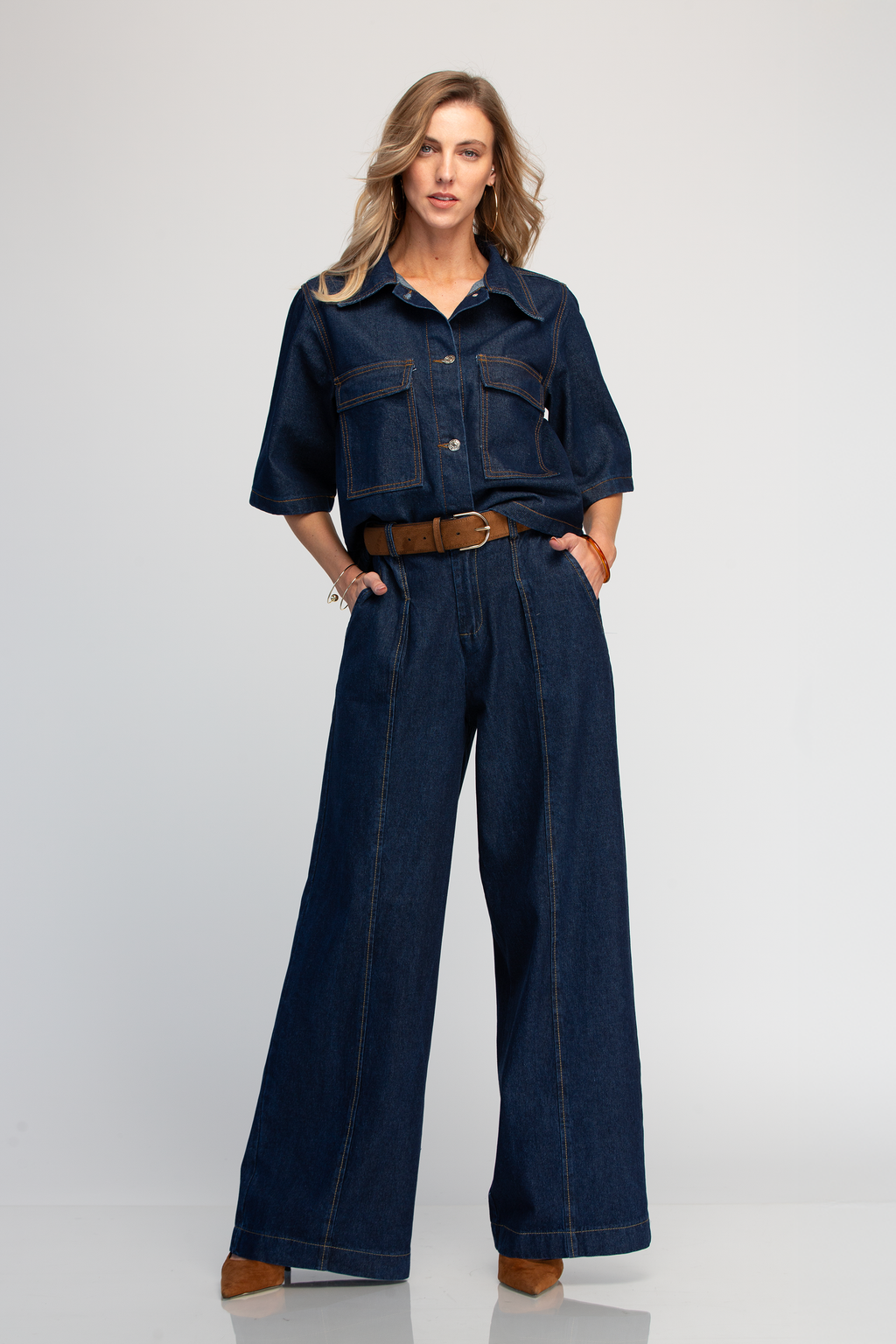 BLUSA MANGA CORTA DE MEZCLILLA