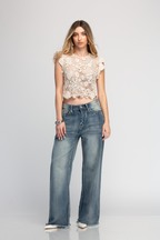 BLUSA MANGA CAP BORDADA